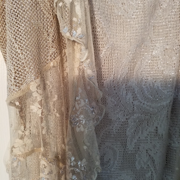 SPENCER ALEXIS GOWN & JACKET BEIGE &GOLD CROCHET S - Picture 5 of 6